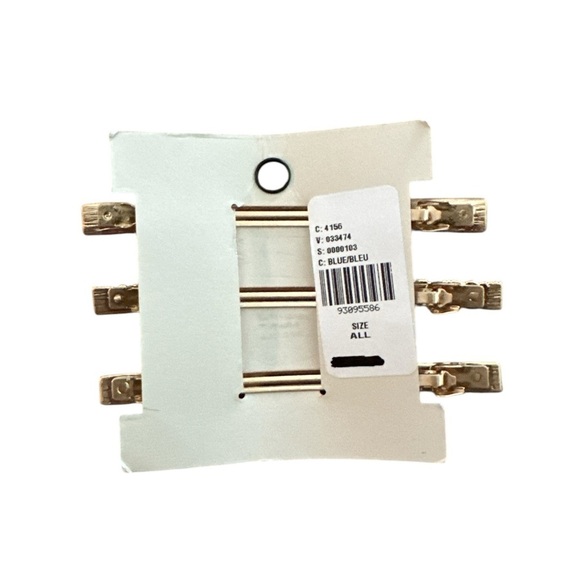 Anthropologie Mixed Enamel Barrettes Blue Green Mixed Metal Set of Three New - Picture 3 of 4